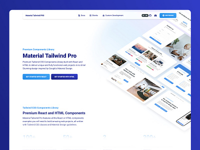 Material Tailwind Pro | Premium Components Library blog buttons cards code components ecommerce gradient html material mobile navbar pricing profile react responsive tailwind web design