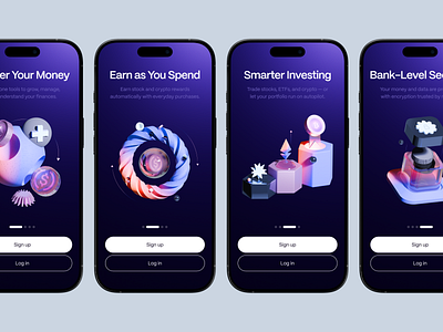 Onboarding Screens for a Finance App app app design finance app fintech mobile app mobile onboarding onboarding outcrowd saas ui user interface ux uxui visual design